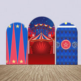 Blau Rot Zirkus Nacht Rhombus Stern Bogen Hintergrund Bausatz